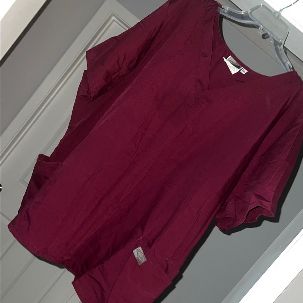 Women's Burgundy V-Neck Scrub Top